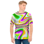 Abstract Holographic Liquid Trippy Print Men's T-Shirt
