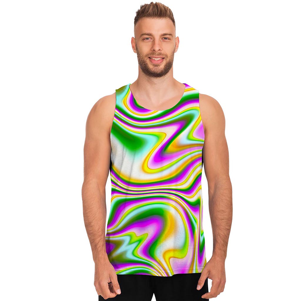 Abstract Holographic Liquid Trippy Print Men's Tank Top