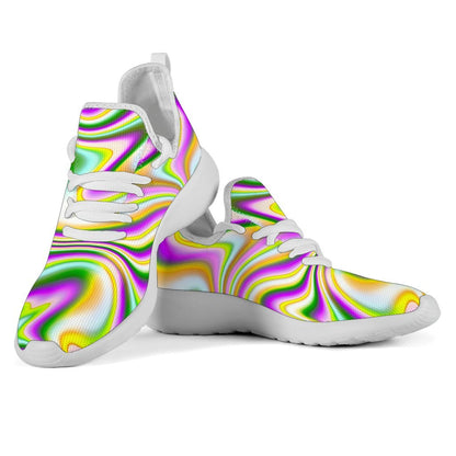 Abstract Holographic Liquid Trippy Print Mesh Knit Shoes GearFrost