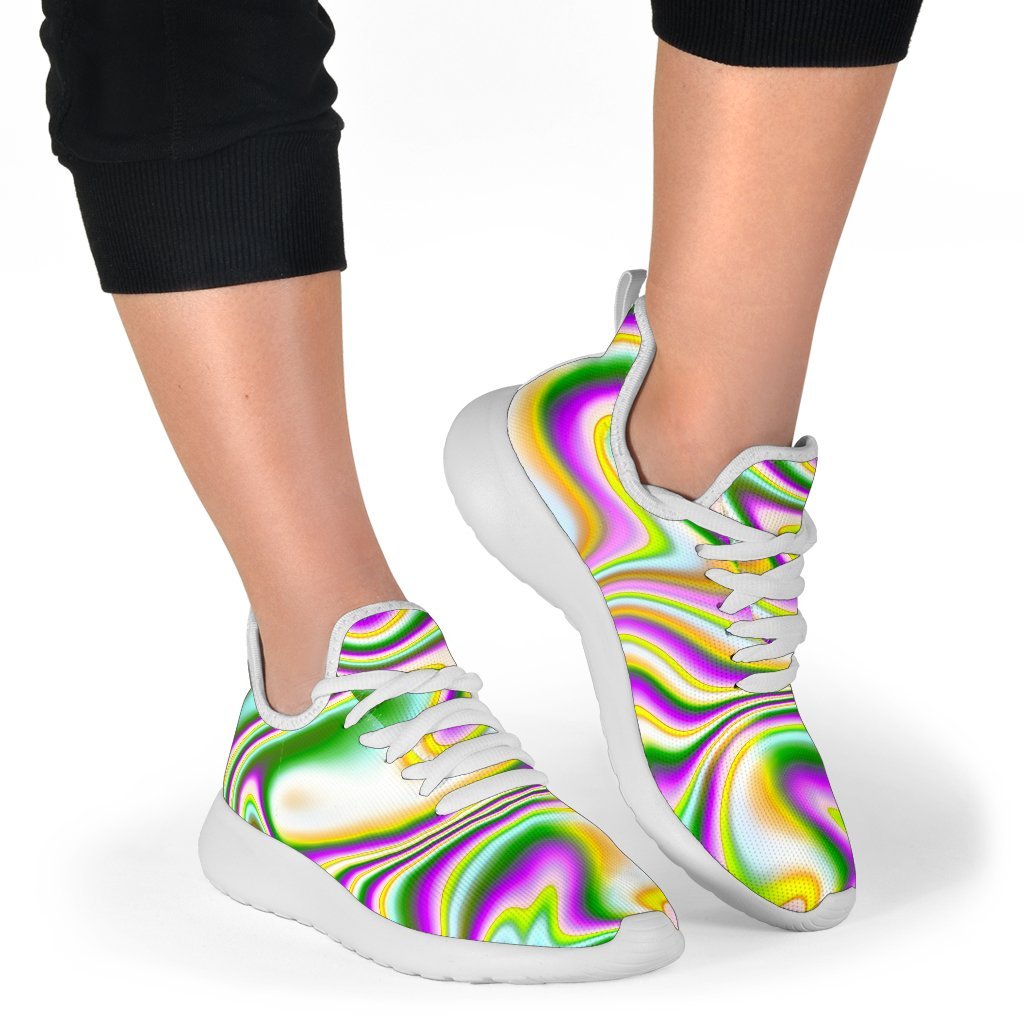 Abstract Holographic Liquid Trippy Print Mesh Knit Shoes GearFrost