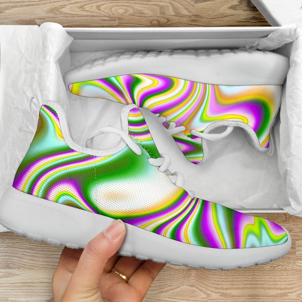 Abstract Holographic Liquid Trippy Print Mesh Knit Shoes GearFrost