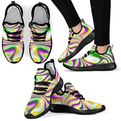 Abstract Holographic Liquid Trippy Print Mesh Knit Shoes GearFrost