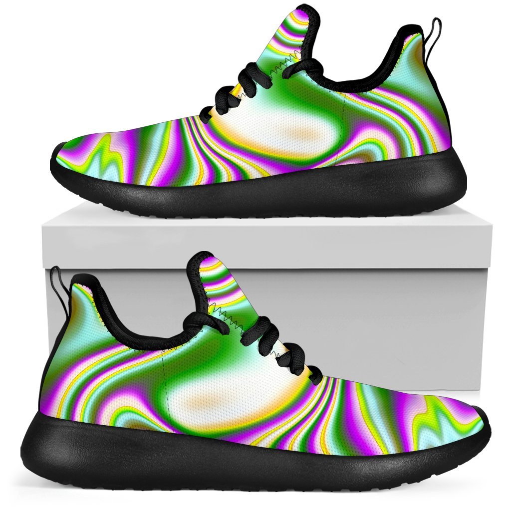 Abstract Holographic Liquid Trippy Print Mesh Knit Shoes GearFrost