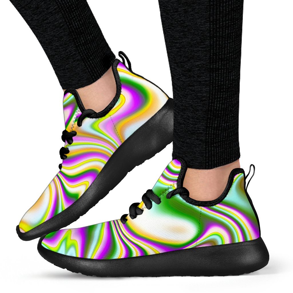 Abstract Holographic Liquid Trippy Print Mesh Knit Shoes GearFrost
