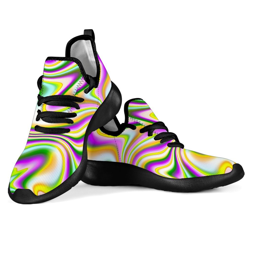 Abstract Holographic Liquid Trippy Print Mesh Knit Shoes GearFrost