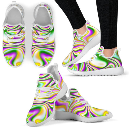 Abstract Holographic Liquid Trippy Print Mesh Knit Shoes GearFrost