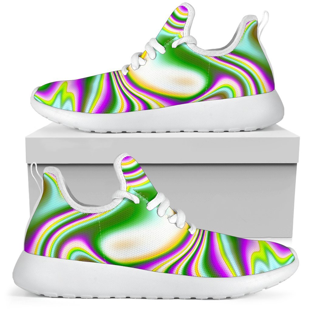 Abstract Holographic Liquid Trippy Print Mesh Knit Shoes GearFrost