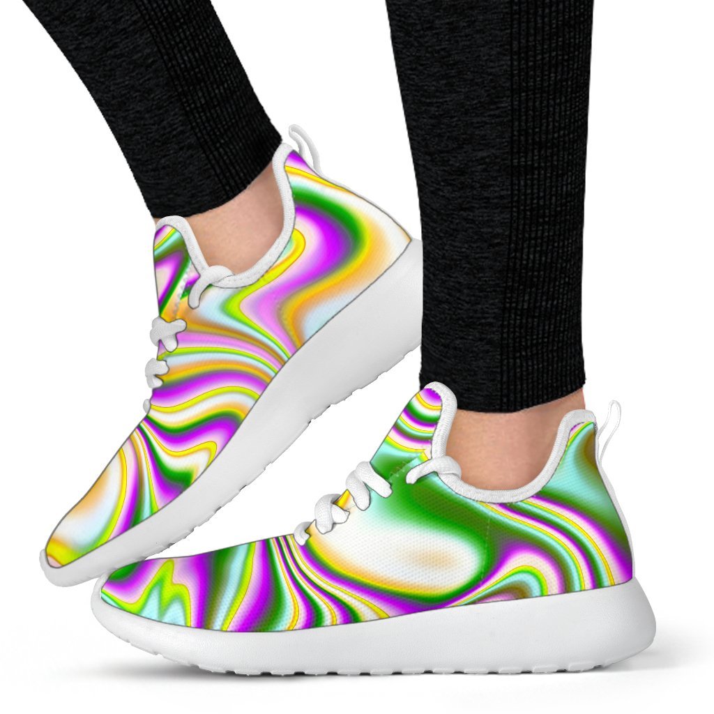Abstract Holographic Liquid Trippy Print Mesh Knit Shoes GearFrost