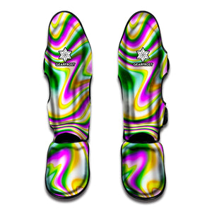 Abstract Holographic Liquid Trippy Print Muay Thai Shin Guard