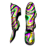 Abstract Holographic Liquid Trippy Print Muay Thai Shin Guard