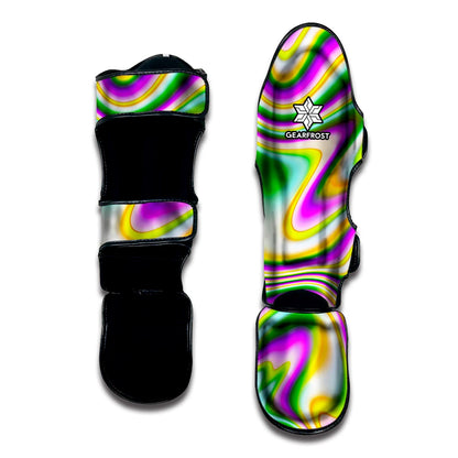Abstract Holographic Liquid Trippy Print Muay Thai Shin Guard