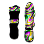 Abstract Holographic Liquid Trippy Print Muay Thai Shin Guard