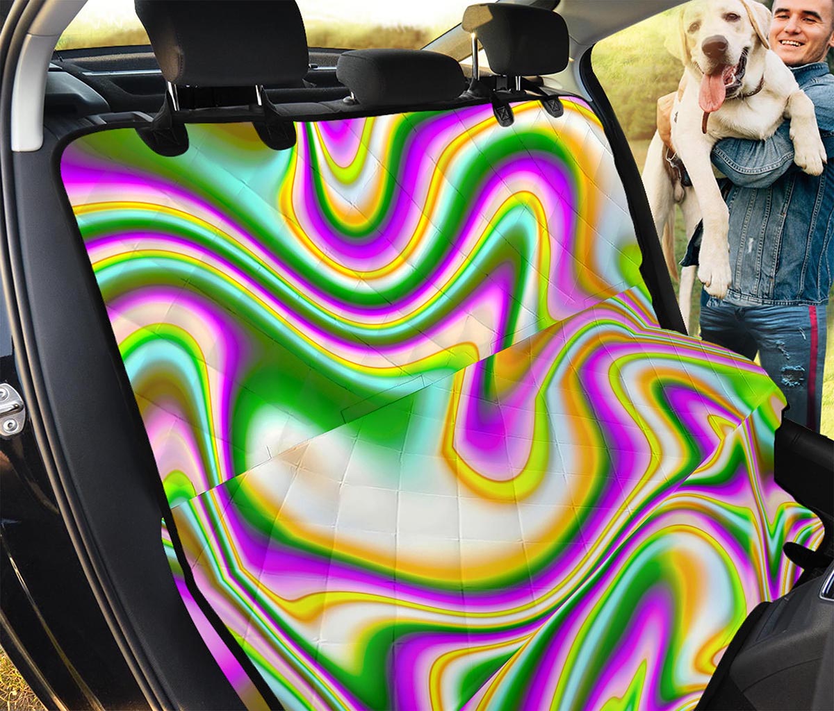 Abstract Holographic Liquid Trippy Print Pet Car Back Seat Cover