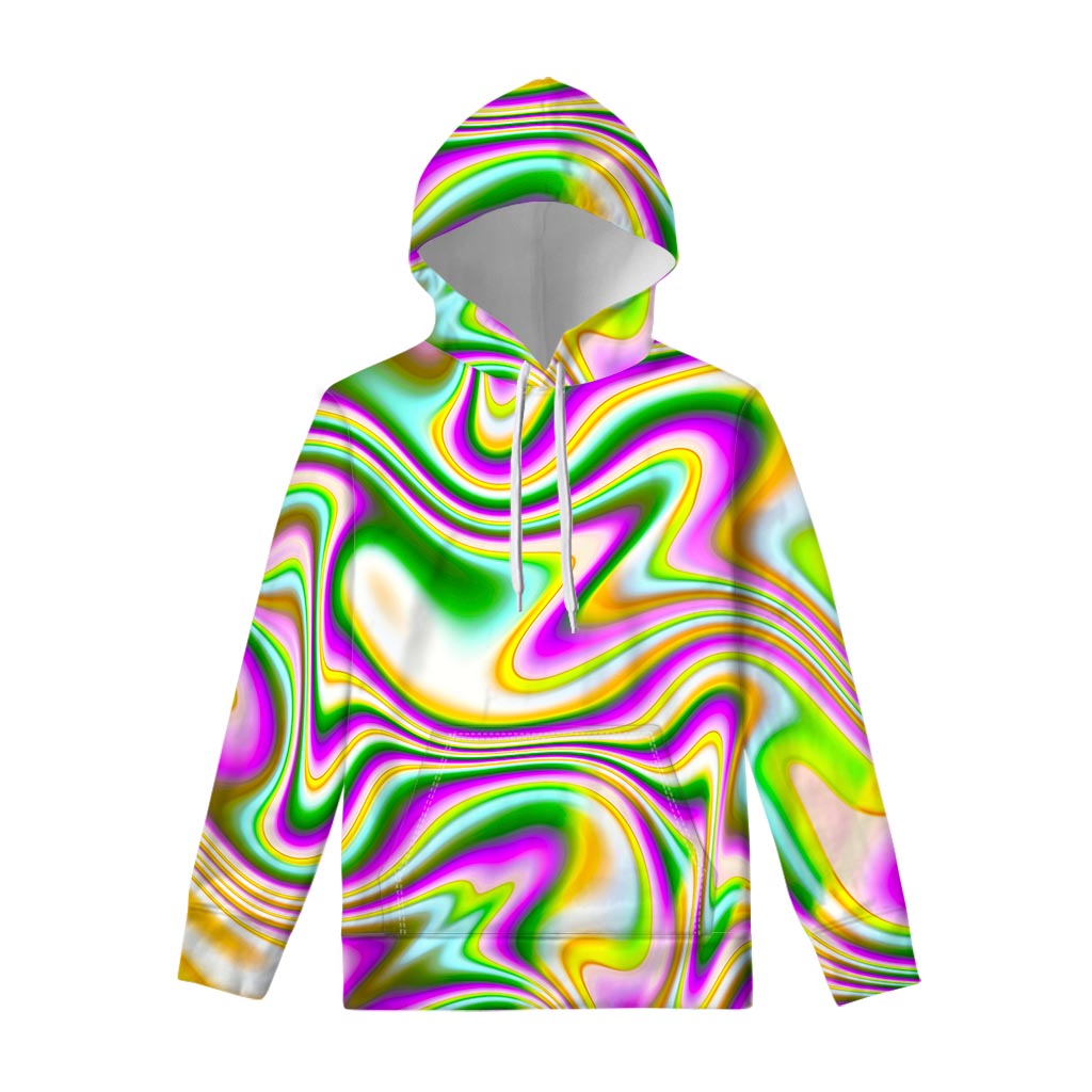 Abstract Holographic Liquid Trippy Print Pullover Hoodie