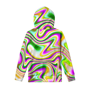 Abstract Holographic Liquid Trippy Print Pullover Hoodie