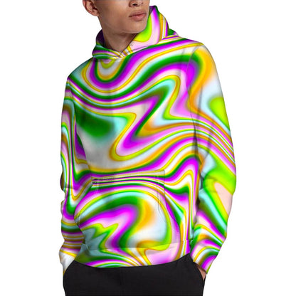 Abstract Holographic Liquid Trippy Print Pullover Hoodie