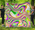 Abstract Holographic Liquid Trippy Print Quilt