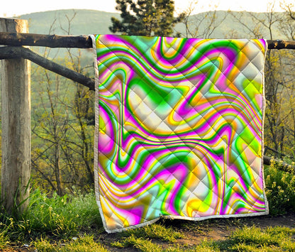 Abstract Holographic Liquid Trippy Print Quilt