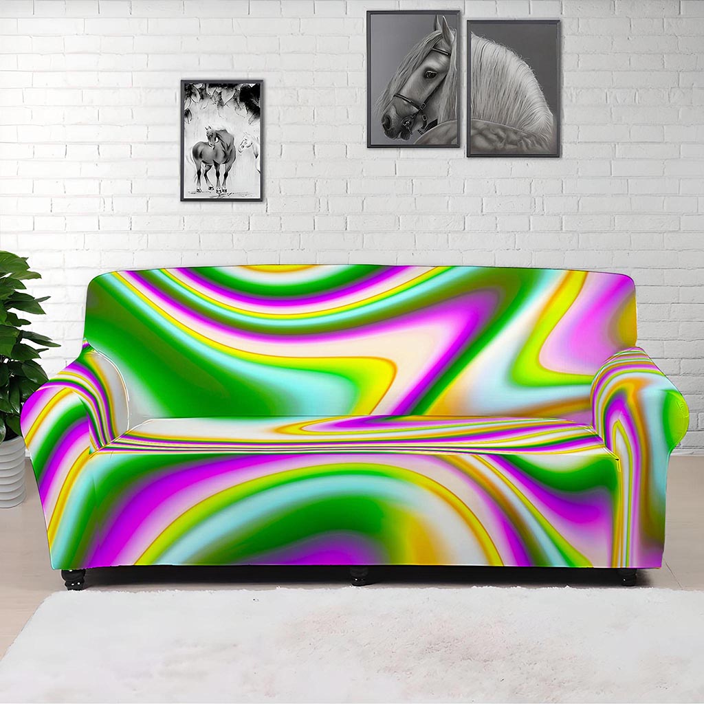 Abstract Holographic Liquid Trippy Print Sofa Cover