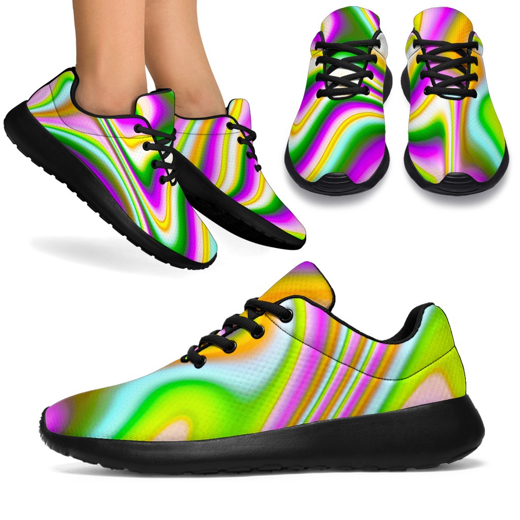 Abstract Holographic Liquid Trippy Print Sport Shoes GearFrost