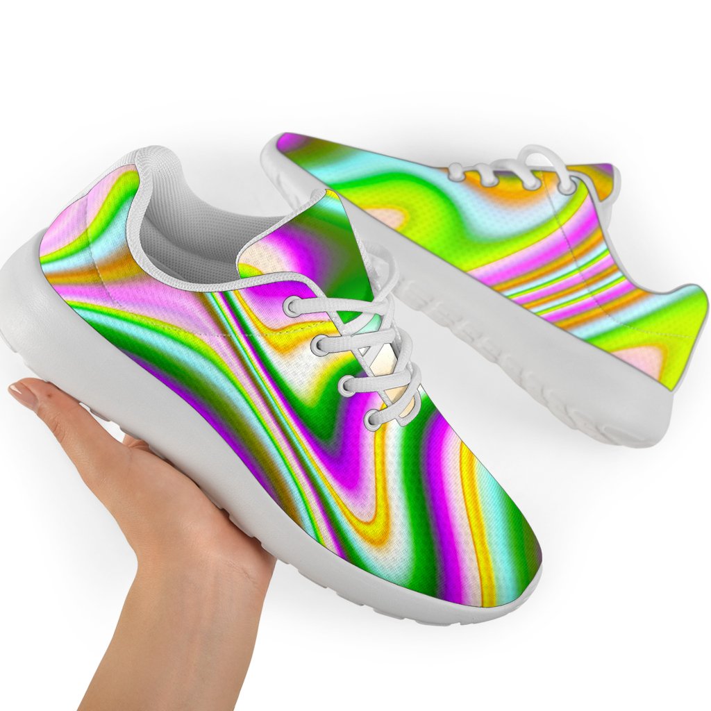 Abstract Holographic Liquid Trippy Print Sport Shoes GearFrost