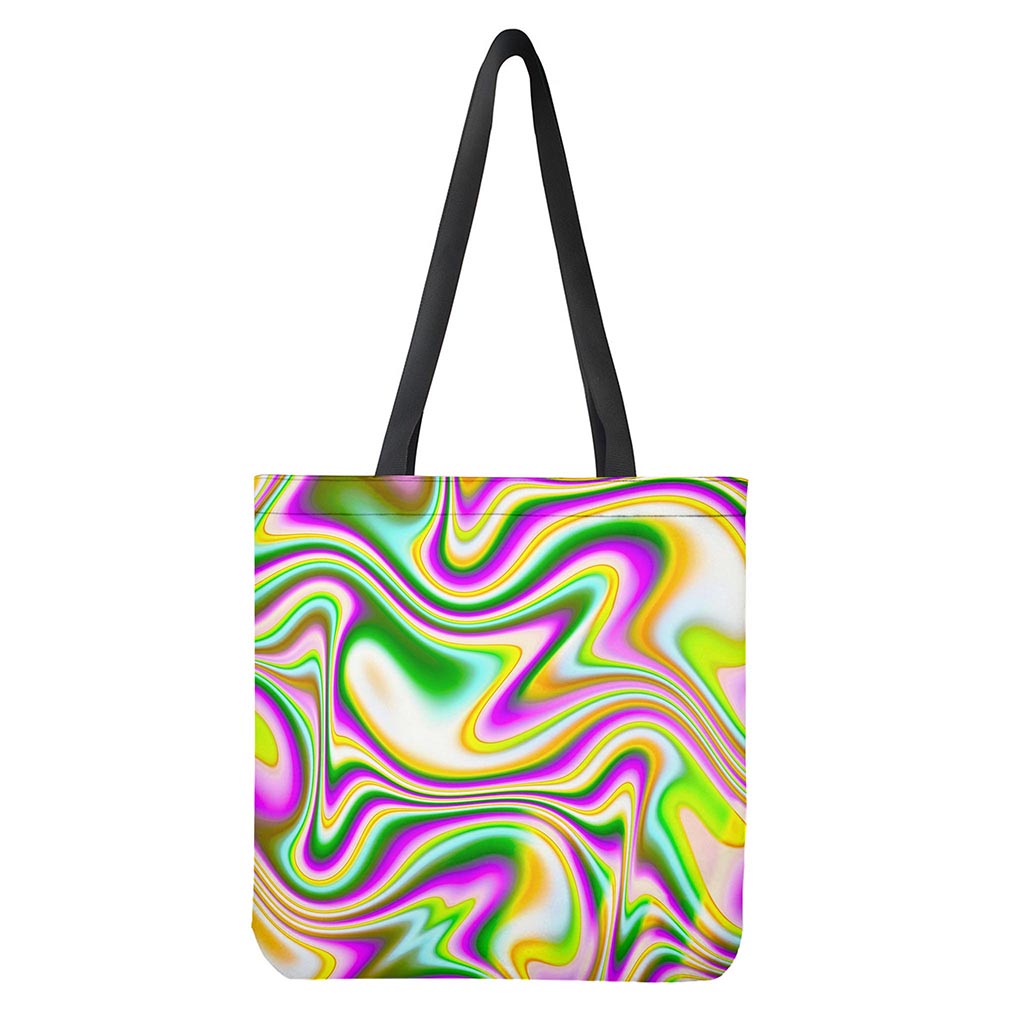 Abstract Holographic Liquid Trippy Print Tote Bag