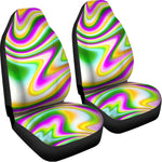 Abstract Holographic Liquid Trippy Print Universal Fit Car Seat Covers