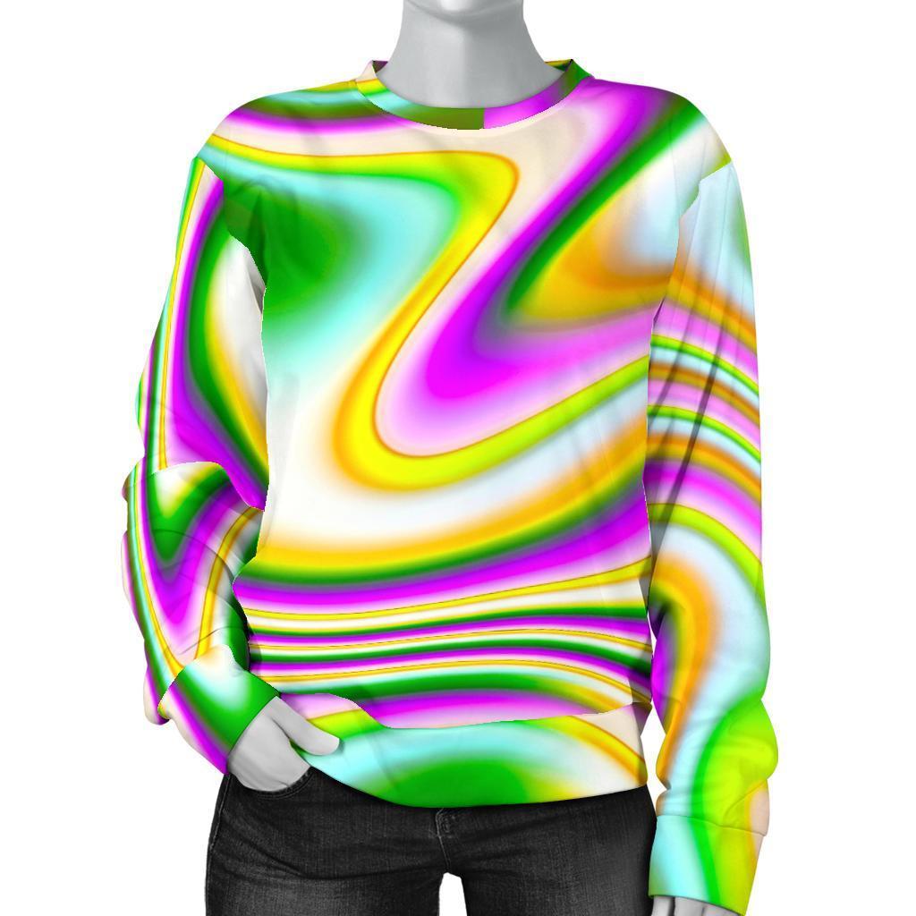 Abstract Holographic Liquid Trippy Print Women's Crewneck Sweatshirt GearFrost