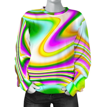 Abstract Holographic Liquid Trippy Print Women's Crewneck Sweatshirt GearFrost