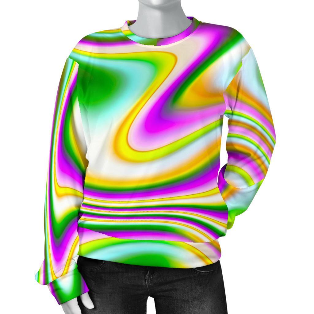 Abstract Holographic Liquid Trippy Print Women's Crewneck Sweatshirt GearFrost