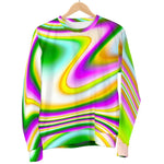 Abstract Holographic Liquid Trippy Print Women's Crewneck Sweatshirt GearFrost