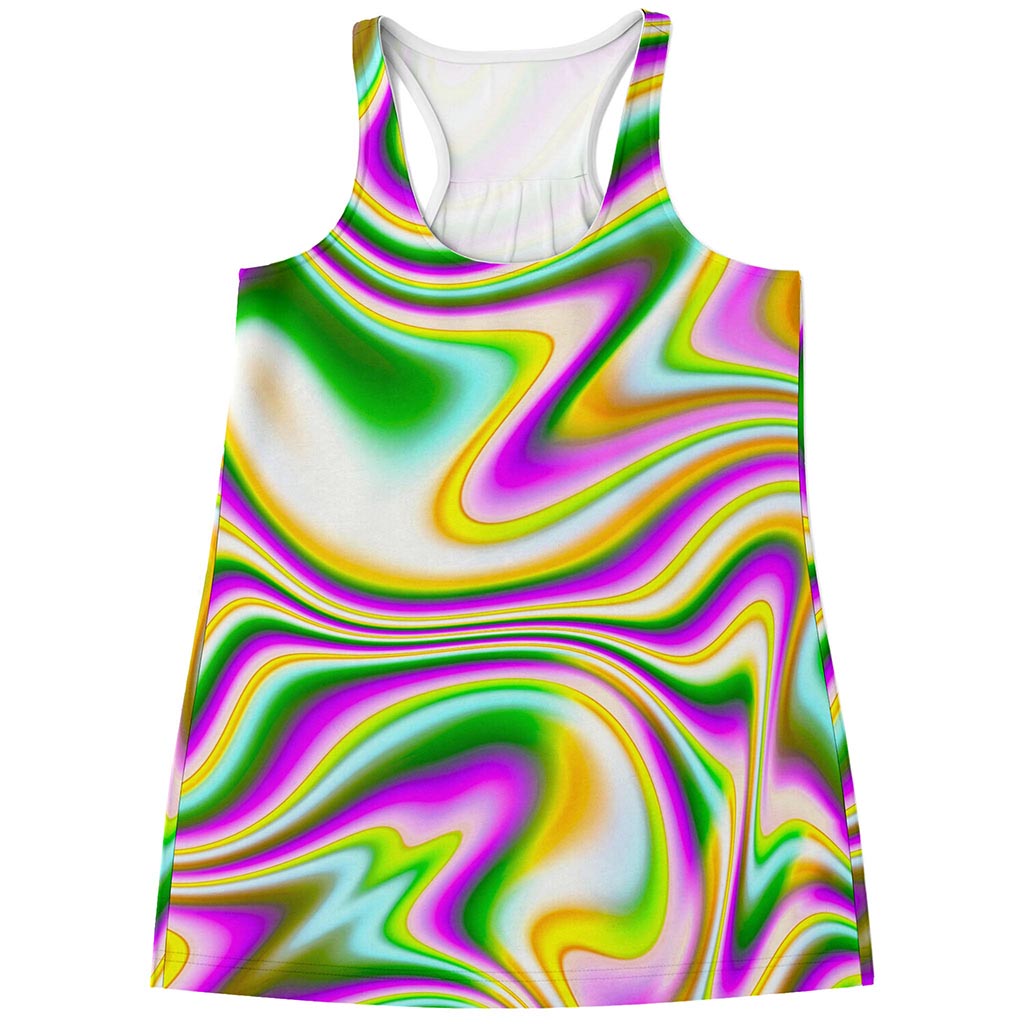 Abstract Holographic Liquid Trippy Print Women's Racerback Tank Top