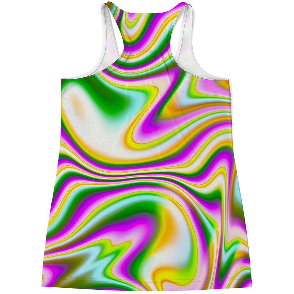 Abstract Holographic Liquid Trippy Print Women's Racerback Tank Top