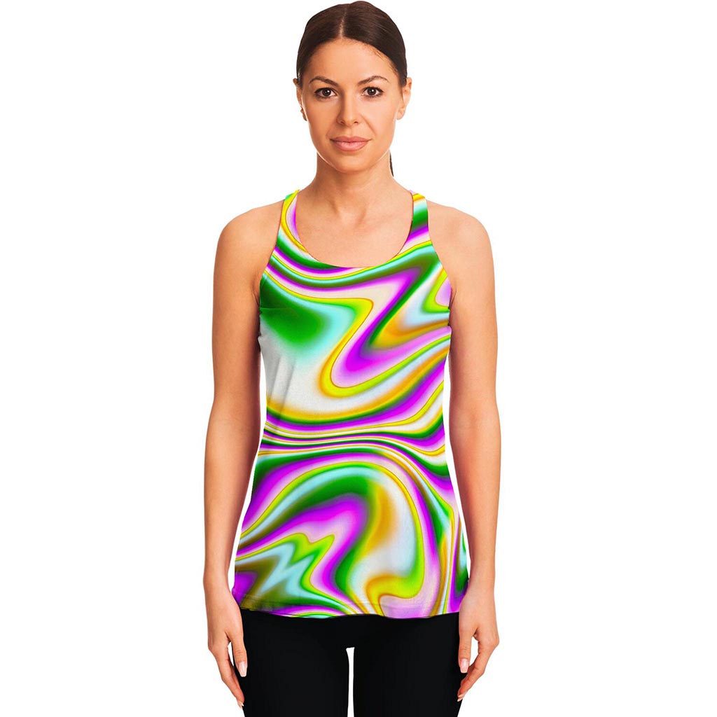 Abstract Holographic Liquid Trippy Print Women's Racerback Tank Top