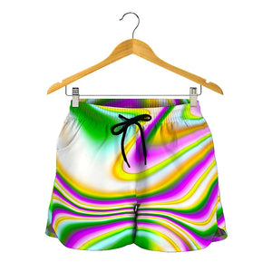 Abstract Holographic Liquid Trippy Print Women's Shorts