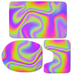 Abstract Holographic Trippy Print 3 Piece Bath Mat Set
