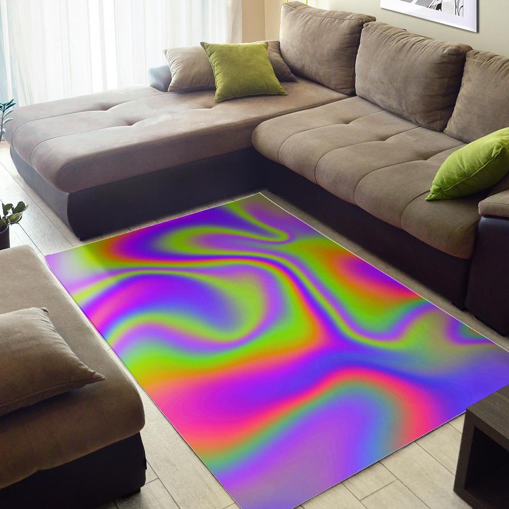 Abstract Holographic Trippy Print Area Rug GearFrost