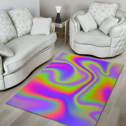 Abstract Holographic Trippy Print Area Rug GearFrost