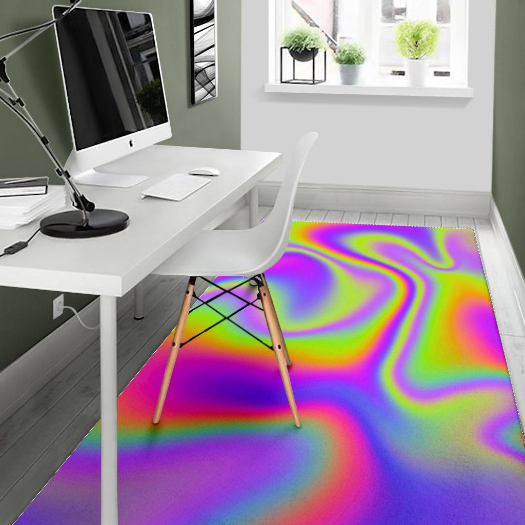 Abstract Holographic Trippy Print Area Rug GearFrost