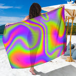 Abstract Holographic Trippy Print Beach Sarong Wrap