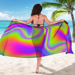 Abstract Holographic Trippy Print Beach Sarong Wrap