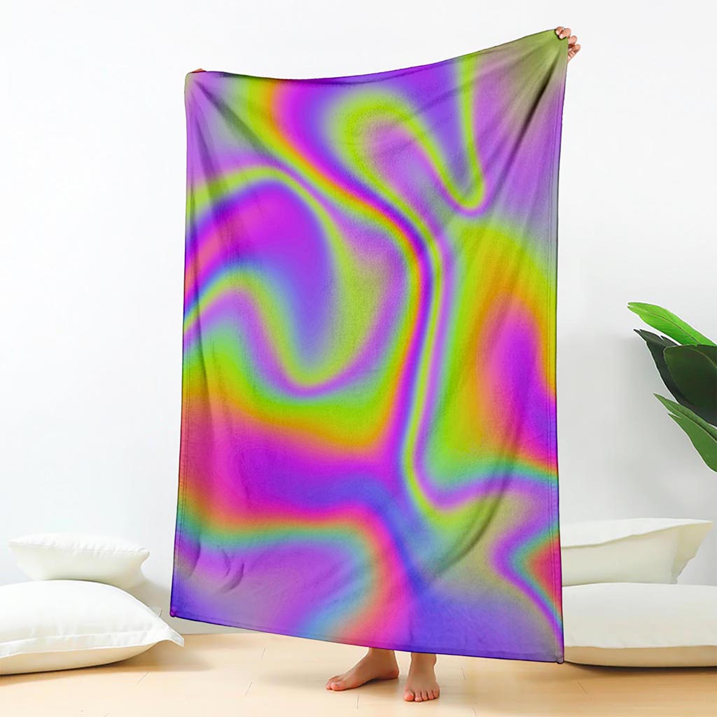 Abstract Holographic Trippy Print Blanket
