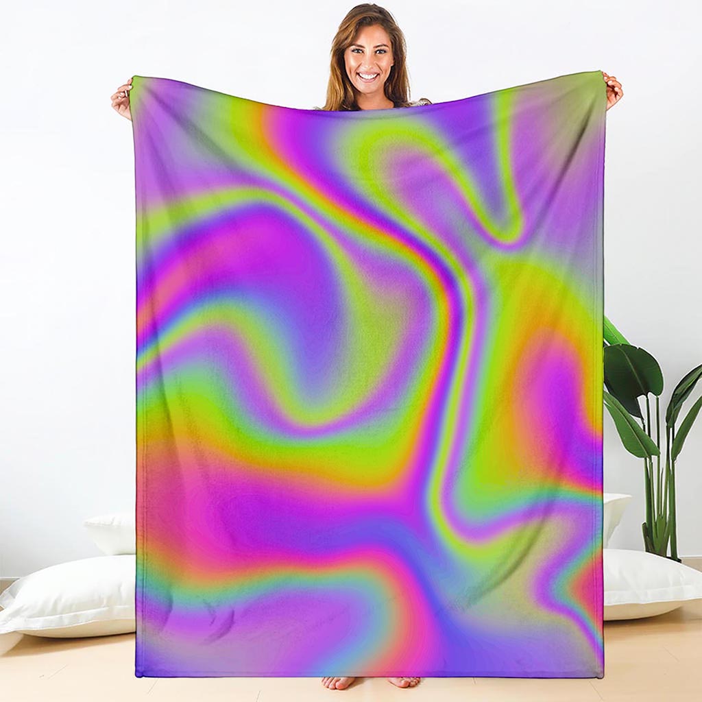 Abstract Holographic Trippy Print Blanket