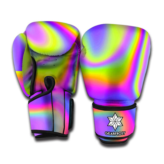 Abstract Holographic Trippy Print Boxing Gloves
