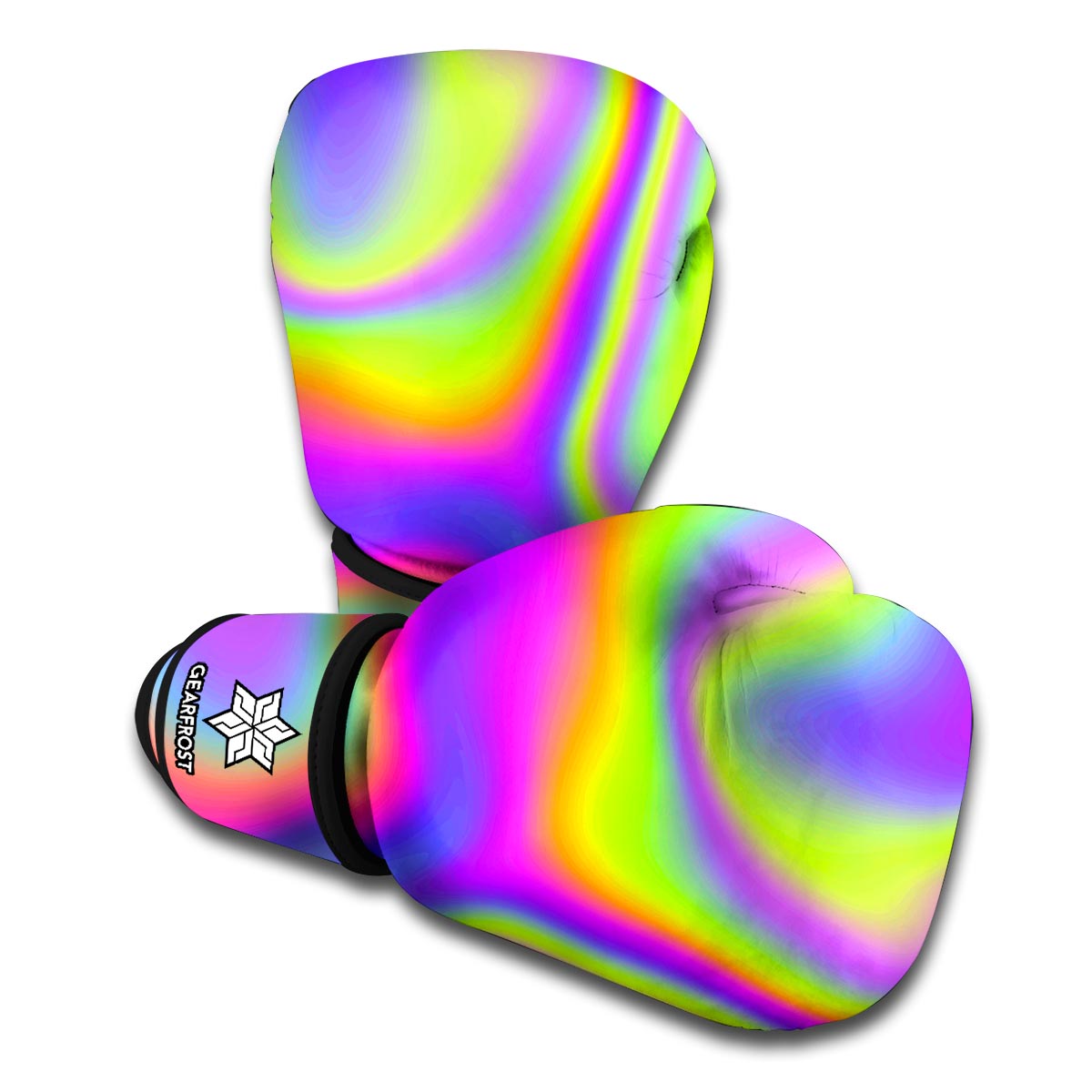 Abstract Holographic Trippy Print Boxing Gloves