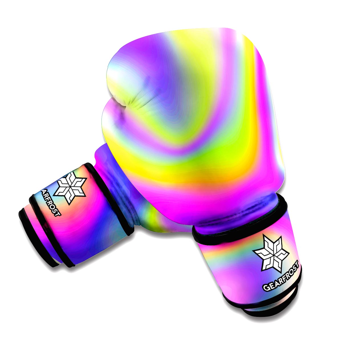 Abstract Holographic Trippy Print Boxing Gloves