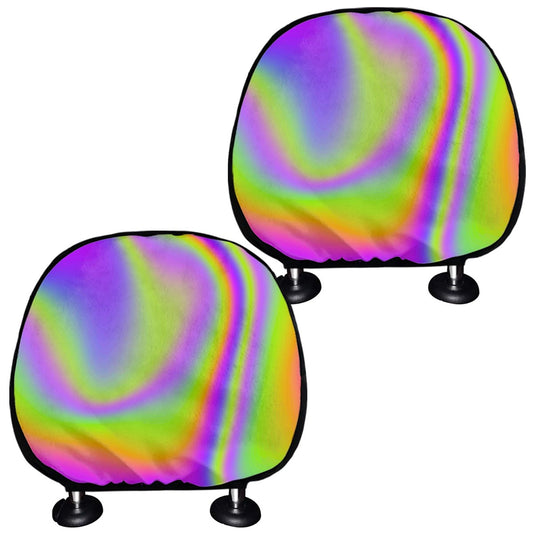 Abstract Holographic Trippy Print Car Headrest Covers