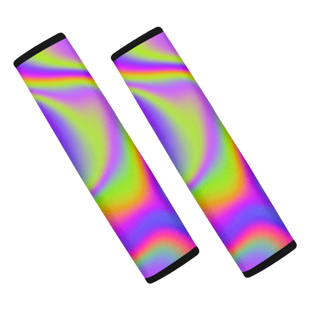 Abstract Holographic Trippy Print Car Seat Belt Covers