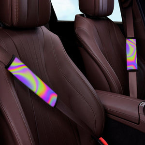 Abstract Holographic Trippy Print Car Seat Belt Covers