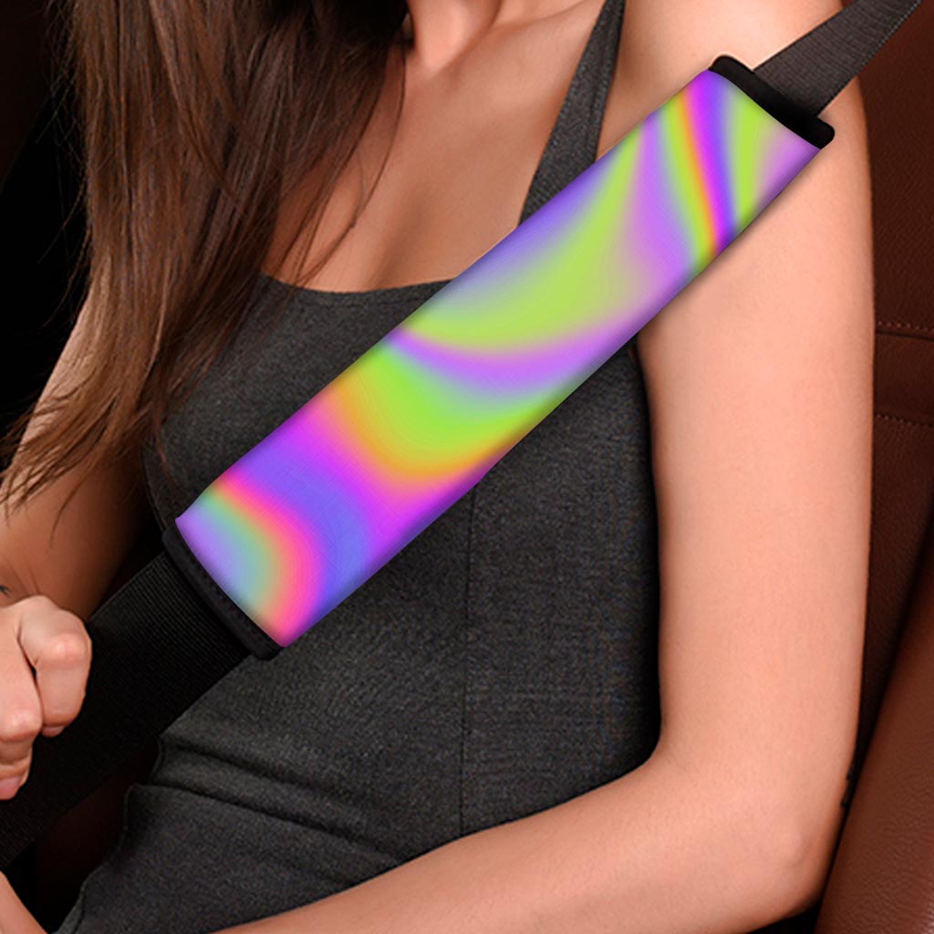 Abstract Holographic Trippy Print Car Seat Belt Covers